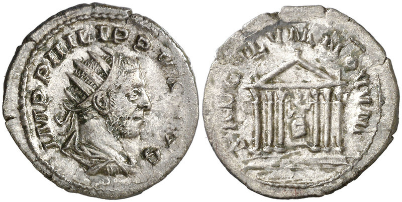 (248 d.C.). Filipo I. Antoniniano. (Spink 8963) (S. 198) (RIC. 25b). 3,62 g. Res...