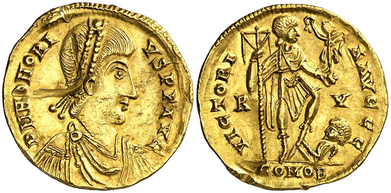 (408-423 d.C.). Honorio. Ravenna. Sólido. (Spink 20919) (Co. 44) (RIC. 1287). 4,...