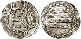 AH 188. Emirato Independiente. Al-Hakem I. Al Andalus. Dirhem. (V. 86) (Fro. 2). 2,66 g. Pequeña grieta radial. MBC+.