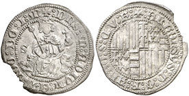 Alfons IV (1416-1458). Nápoles. Carlí. (Cru.V.S. 889) (Cru.C.G. 2933) (MIR. 54/6). 3,36 g. Cospel faltado. (MBC).