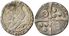 Ferran II (1479-1516). Perpinyà. Croat. (Cru.V.S. 1155) (Cru.C.G. 3074a). 1,75 g. Recortada. Muy rara. BC+.