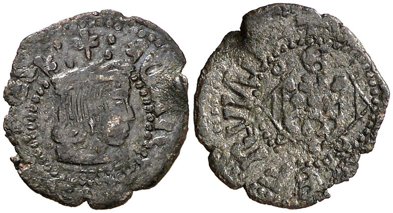 Girona. Diner. (Cru.L. 1563 var) (Cru.C.G. 3735 var). 0,74 g. Busto a derecha. G...