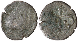 Puigcerdà. Diner. (Cru.L. 2015) (Cru.C.G. 3825a). 0,54 g. Contramarca: P, realizada en 1519. Rara. BC+.