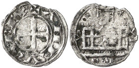 Alfonso VIII (1158-1214). ¿Toledo?. Dinero. (AB. 194). 0,80 g. Cospel ligeramente faltado. Ex Colección Manuela Etcheverría. Escasa. (MBC-).