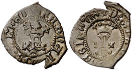 Reyes Católicos. Burgos. 1 blanca. (Cal. tipo 265, falta var) (Seb. 74). 1,58 g. Cospel irregular. (MBC+).