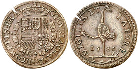 1586. Felipe II. En honor de Alejandro Farnesio. Jetón. (D. 3110) (V.Q. 13714). 5,96 g. MBC+.