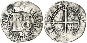 s/d. Felipe II. Potosí. L/B. 1/2 real. (Cal. 708 var). 1,52 g. MBC-.