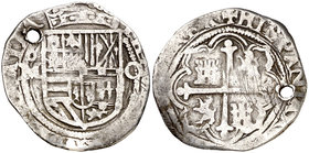 s/d. Felipe II. México. O. 2 reales. (Cal. 643). 3,10 g. Perforación. (BC+).