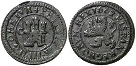 1602. Felipe III. Segovia. C. 2 maravedís. (Cal. 802, como 4 maravedís). 3,21 g. Sin indicación de ceca ni valor. MBC/MBC+.