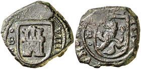 1619. Felipe III. Burgos. 8 maravedís. (Cal. 624). 6,89 g. Eje del reverso 45º a derecha. MBC-.