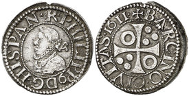 1611. Felipe III. Barcelona. 1/2 croat. (Cal. 534) (Cru.C.G. 4342). 1,57 g. Ex Áureo & Calicó 05/02/2014, nº 1060. Ex Colección Manuela Etcheverría. M...