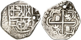 (1618). Felipe III. Potosí. T. 1 real. (Cal. 466). 2,85 g. Perforación. (MBC-).