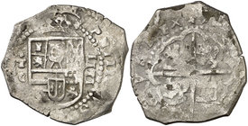 (1602-1615). Felipe III. Toledo. C. 4 reales. (Cal. tipo 95). 13,70 g. Oxidaciones limpiadas. Ex Áureo & Calicó 31/05/2018, nº 1526. (MBC-).