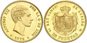 1876*187-. Alfonso XII. DEM. 25 pesetas. (Cal. 1). 8,06 g. Leves rayitas. Brillo original. EBC-/EBC.