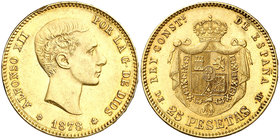 1878*1878. Alfonso XII. DEM. 25 pesetas. (Cal. 4). 8,06 g. Golpecito. EBC.