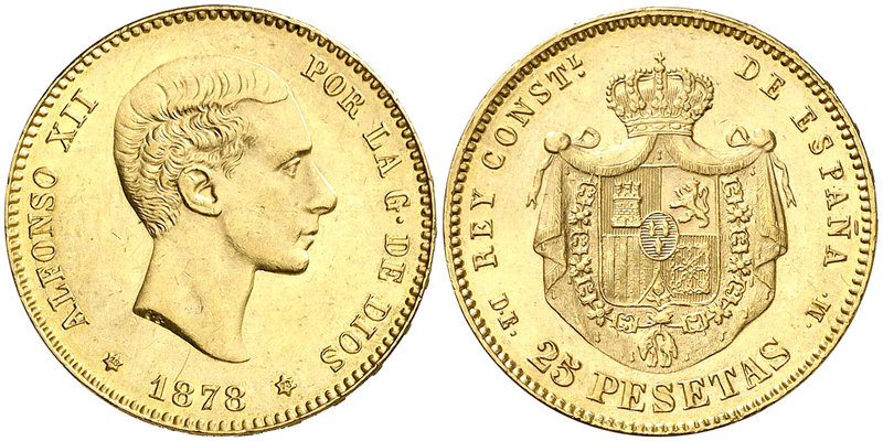 1878*1878. Alfonso XII. DEM. 25 pesetas. (Cal. 4). 8,04 g. Ex Colección Manuela ...