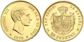 1878*1878. Alfonso XII. DEM. 25 pesetas. (Cal. 4). 8,04 g. Ex Colección Manuela Etcheverría. EBC.