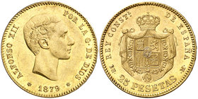 1879*1879. Alfonso XII. EMM. 25 pesetas. (Cal. 9). 8,06 g. Brillo original. EBC.