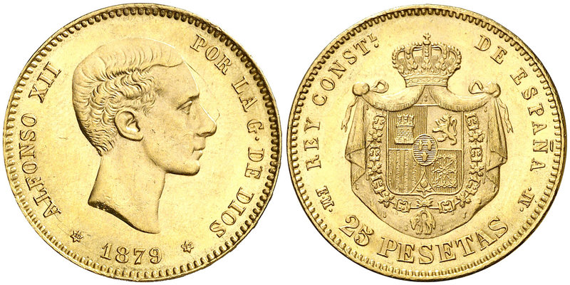 1879*1879. Alfonso XII. EMM. 25 pesetas. (Cal. 9). 8,04 g. Ex Colección Manuela ...