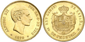 1879*1879. Alfonso XII. EMM. 25 pesetas. (Cal. 9). 8,04 g. Ex Colección Manuela Etcheverría. EBC.