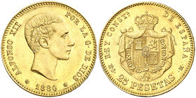 1880*1880. Alfonso XII. MSM. 25 pesetas. (Cal. 10). 8,07g. EBC-.