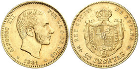1881*1881. Alfonso XII. MSM. 25 pesetas. (Cal. 14). 8,04 g. MBC+.