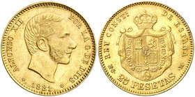 1881*1881. Alfonso XII. MSM. 25 pesetas. (Cal. 14). 8,06 g EBC-.