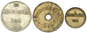 Barcelona. Bar Monumental. 25, 50 céntimos y 1 peseta. (AL. 1659 a 1661). Lote de 3 monedas. MBC-.