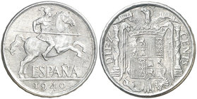 1940. Estado Español. 10 céntimos. (Cal. 126). 1,84 g. PLUS. S/C.