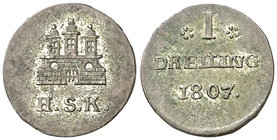 1807. Alemania. Hamburgo. HSK. 1 dreiling. (Kr. 522). 0,52 g. AG. MBC+.