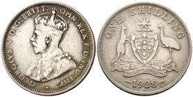1928. Australia. Jorge V. 1 chelín. (Kr. 26). 5,61 g. AG. MBC/MBC+.