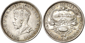 1927. Australia. Jorge V. 1 florín. (Kr. 31). 11,26 g. AG. Inauguración del Parlamento. Camberra. Golpecitos. Escasa. MBC+/EBC-.