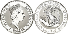 1992. Australia. Isabel II. 1 dólar. (Kr. 164). 31,76 g. AG. S/C.