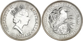 1990. Australia. Isabel II. 5 dólares. (Kr. 189). 31,35 g. AU. S/C.