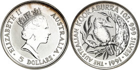 1991. Australia. Isabel II. 5 dólares. (Kr. 138). 31,74 g. AG. S/C.