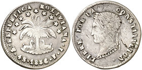 1856. Bolivia. Potosí. FJ. 4 soles. (Kr. 123.2). 13,32 g. AG. Rayitas. Escasa. MBC.