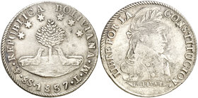 1837. Bolivia. Potosí. LM. 8 soles. (Kr. 97). 26,58 g. AG. MBC+.