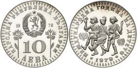 1979. Bulgaria. 10 leva. (Kr. 104). 23,26 g. AG. Año Internacional del Niño. Proof.