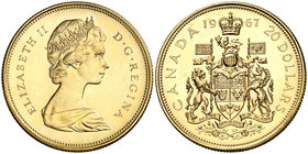 1967. Canadá. Isabel II. 20 dólares. (Fr. 5) (Kr.71). 18,27 g. AU. Centenario. S/C.