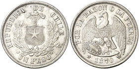 1870. Chile. Santiago. 1 peso. (Kr. 142.1). 24,93 g. AG. EBC-.