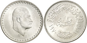 AH 1390/1970. Egipto. 1 libra. (Kr. 425). 24,95 g. AG. Nasser. S/C.