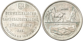 1939. Suiza. 5 francos. (Kr. 43). 19,51 g. AG. Exposición de Zúrich. S/C-.