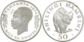 1974. Tanzania. 50 shilingi. (Kr. 8a). 35,01 g. AG. Proof.