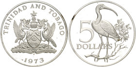1973. Trinidad y Tobago. 5 dólares. (Kr. 8). 29,78 g. AG. S/C.