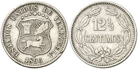 1896. Venezuela. 12 1/2 céntimos. (Kr. 28). 5 g. CU-NI. Golpecito en borde. MBC+.
