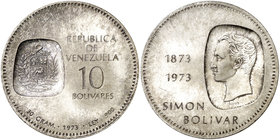 1973. Venezuela. 10 bolívares. (Kr. 45). 29,99 g. AG. EBC.
