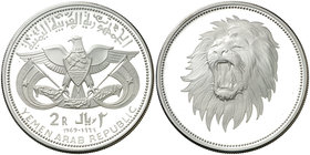 1969. Yemen. 2 riyals. (Kr. 4). 25,09 g. AG. Proof.