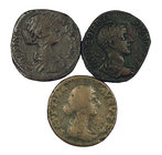 Lote de 3 sestercios de Faustina, Crispina y Gordiano III. BC-/MBC-.