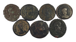 Lote de 7 bronces del Bajo Imperio. A examinar. BC/MBC.