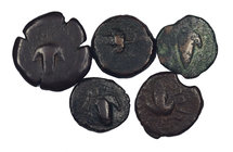 Acinipo (Ronda). Lote de 5 monedas con variantes. A examinar. BC-/MBC-.